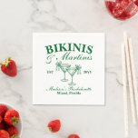 Custom Bikinis and Martinis Bachelorette Party Pappersservett<br><div class="desc">Bikini and Martini Bach Napkin, Cocktail serviette for Bridal Party, Luxury Bridesmaid Maid of Honor, Honour Future Bride to be, Personalized Name Beach Club drink, Coastal Grandma theme Tropical Weekend, for her pool coquette bow, hen do trip girls night, Trendy Preppy Summer lake shore, miami florida charleston south carolina These...</div>