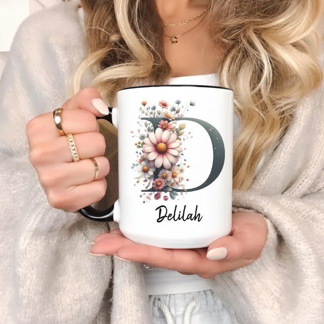 Custom Birth Flower Coffee Mug Gift for Women Mugg (wildflower mug, custom initial mug, personalized mom mug, mother’s day mug, grandma gift mug,)