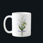 Custom Birth Flower Lily of The Valley Kaffemugg<br><div class="desc">Celebrate a special connection with our Watercolor Birth Flower Personalized Mug. Featuring a floral illustration that represents the unique beauty of their birth month, this mug blends artistic flair with everyday functionality. The soft, ethereal watercolor textures pop against the crisp ceramic, creating a piece that feels more like a work...</div>