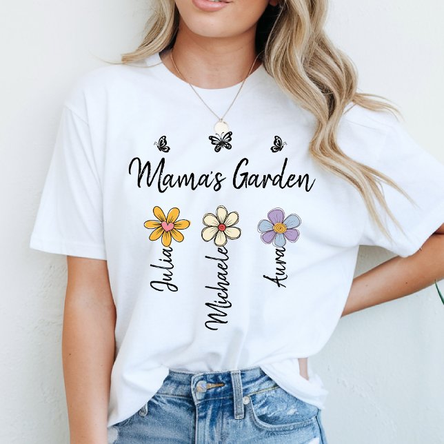 Custom Birth Flower Mug Names, Mama's Garden Gift T Shirt (Skapare uppladdad)