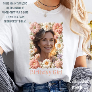 Custom Birthday Floral Frame Personalized  T Shirt