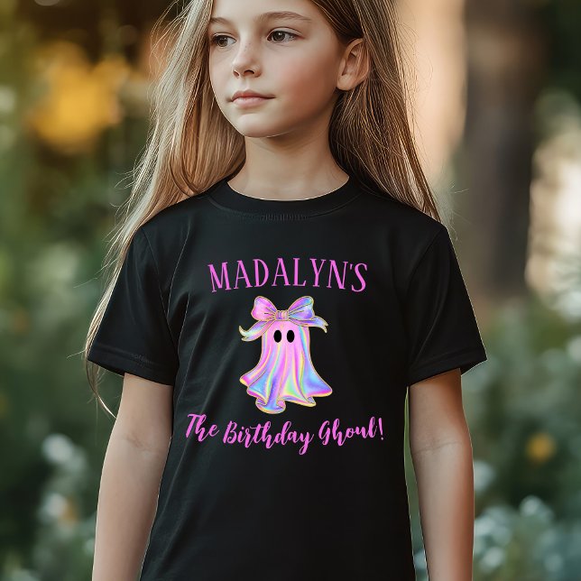 Custom Birthday Ghoul T Shirt (Halloween Birthday Ghoul Faux Metallic Ghost Shirt)