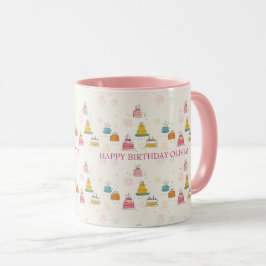Custom Birthday Mug – Floating Cakes & Confetti Mugg