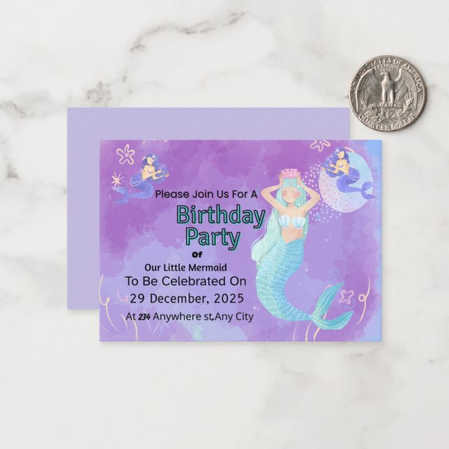 Custom Birthday Party Invitation | Editable Templa Anteckningskort (Fram/Back In Situ)