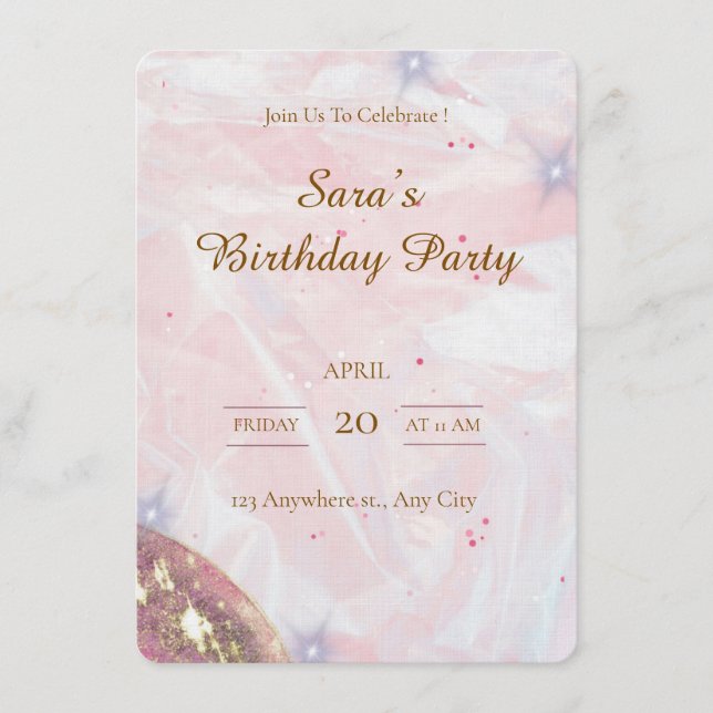 Custom Birthday Party Invitation Inbjudningar (Framsida)