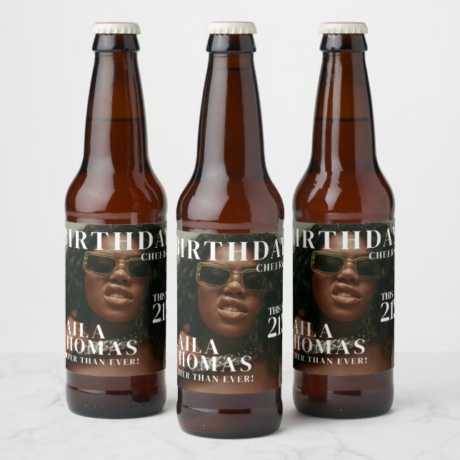 Custom Birthday Party Magazine Cover Cheers Ölflaska Etikett (Flaskor)