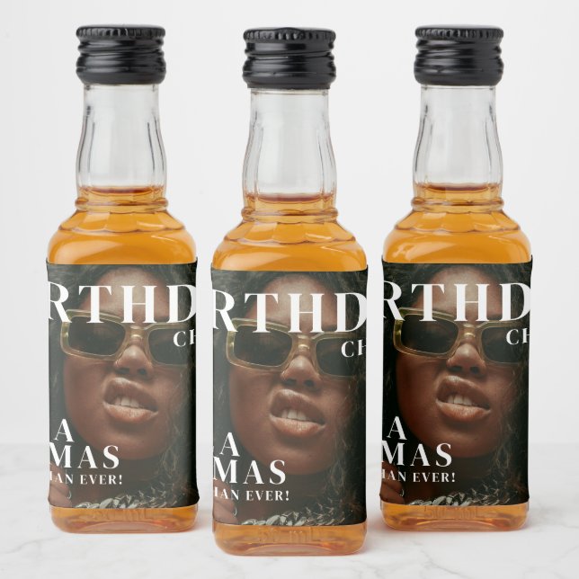 Custom Birthday Party Magazine Cover Cheers Spritflaskor Etikett (Flaskor)