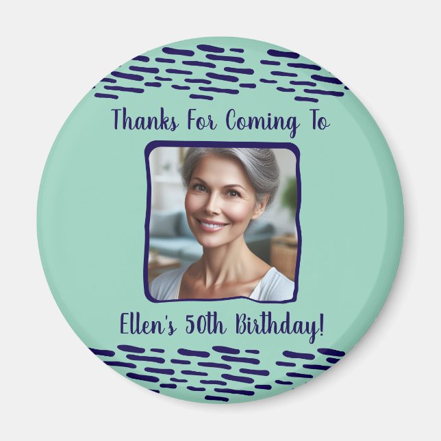 Custom Birthday Photo Name 50th Birthday Thank You Magnet (Framsidan)