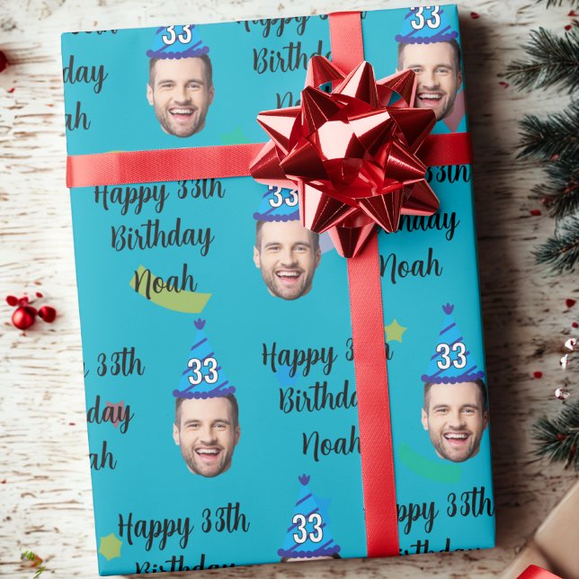 Custom Birthday Wrapping Paper, Blue Presentpapper (Skapare uppladdad)