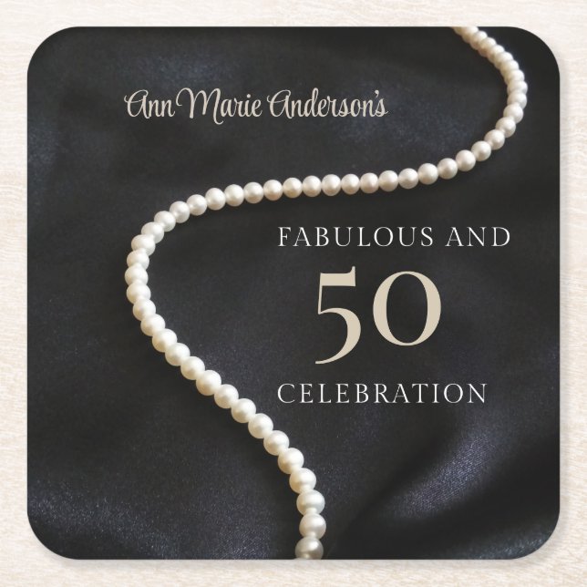 Custom Black 50 and Fabulous Underlägg Papper Kvadrat (Framsidan)