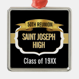 Custom Black and Gold 50th Class Reunion  Julgransprydnad Metall