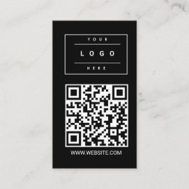Custom Black Business Logo and Website QR Code Visitkort