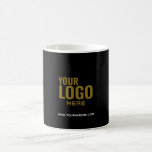 Custom Black business logo coffee mug Kaffemugg<br><div class="desc">business logo your logo here company promotional swag black and white simple modern round</div>