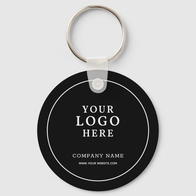 Custom Black Business Logo Qr Code Promotional   Nyckelring (Framsida)