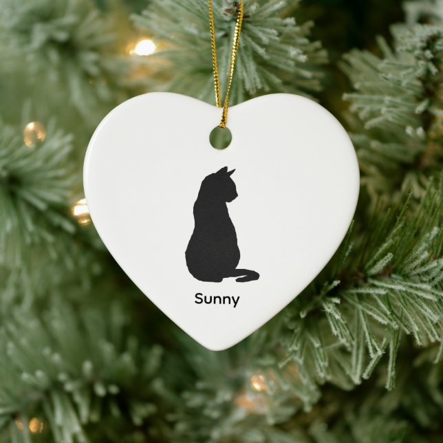 Custom Black Cat Silhouette Christmas Art Julgransprydnad Keramik (Träd)