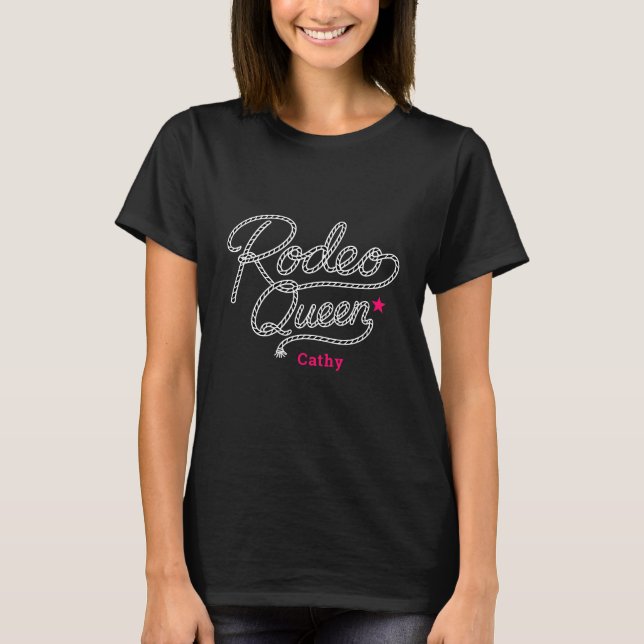 Custom Black Pink Rodeo Queen Bachelorette Party T Shirt (Framsida)