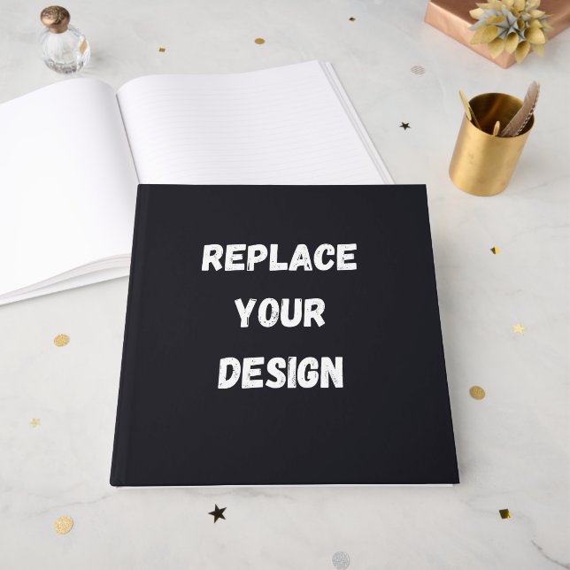 Custom black simple Design Add Photo or Text Gästböcker (Framsidan öppen)