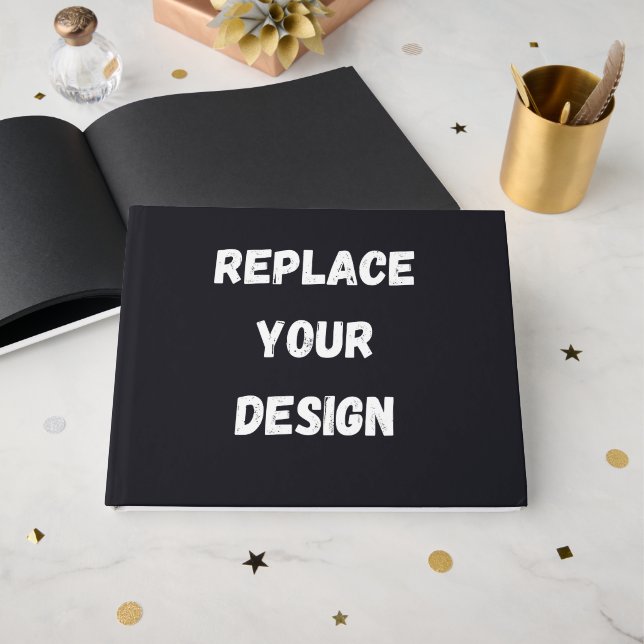 Custom black simple Design Add Photo or Text Gästböcker (Framsida Öppen)