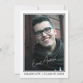 Custom Black & White Graduate Photo Announcement Inbjudningar
