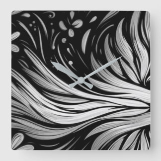 Custom Black + White Square Living Room Wall Clock Fyrkantig Klocka