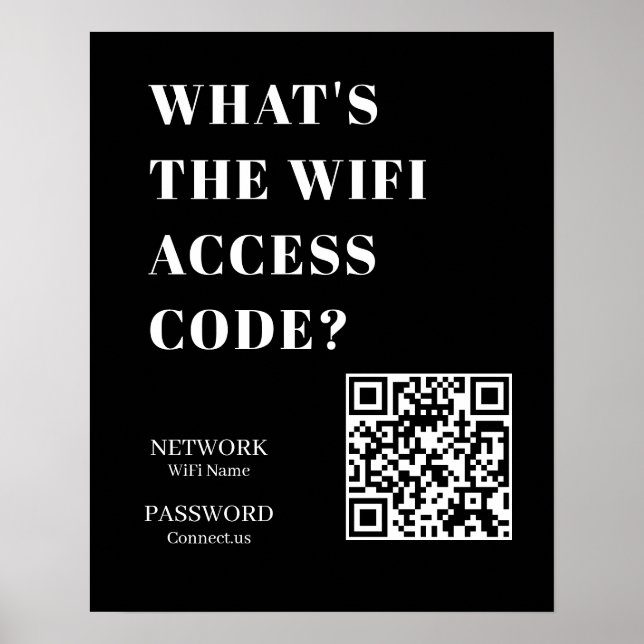 Custom Black WiFi QR | Network Password Display Poster (Framsidan)