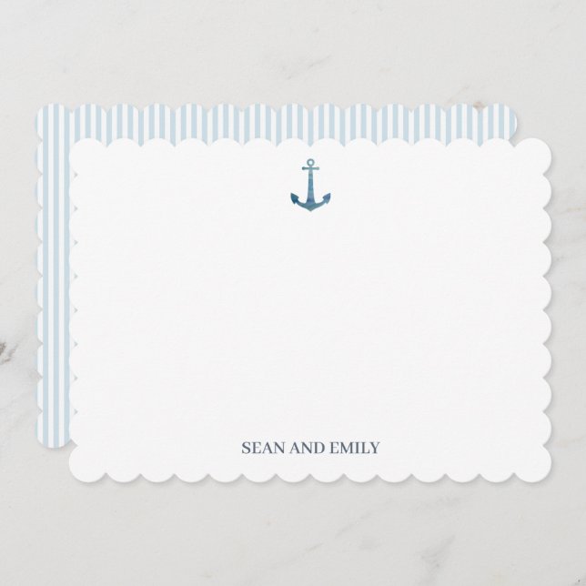 Custom Blue Anchor Logo Nautical Stationary Tack Kort (Fram/baksida)