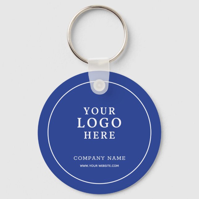 Custom Blue Business Logo Qr Code Promotional   Nyckelring (Framsida)