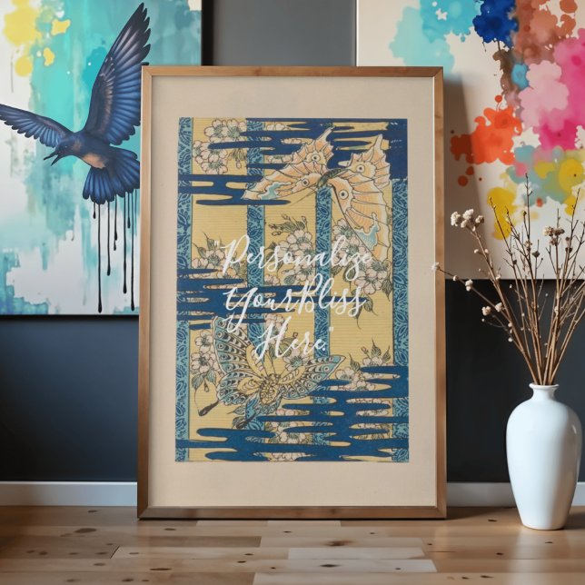 CUSTOM Blue Butterfly & Cloud Pattern Art Poster (Skapare uppladdad)