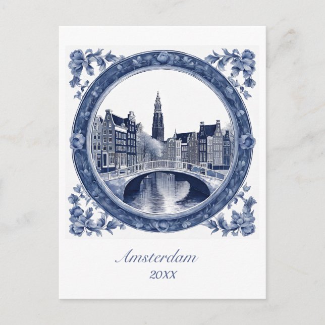 Custom Blue Delft Amsterdam  Vykort (Framsida)