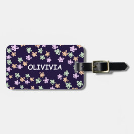 CUSTOM BLUE FLOWER PATTERN Luggage Tag Bagagebricka