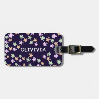 CUSTOM BLUE FLOWER PATTERN Luggage Tag Bagagebricka