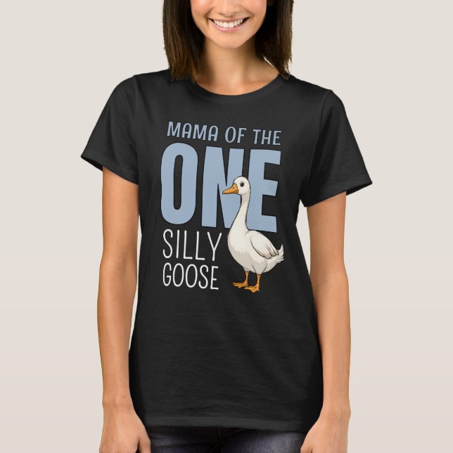 Custom Blue Mama of the One Silly Goose Birthday T Shirt (Framsida)