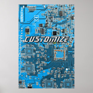 Custom Blue PCB Circuit Board for IT Pros 2 Poster