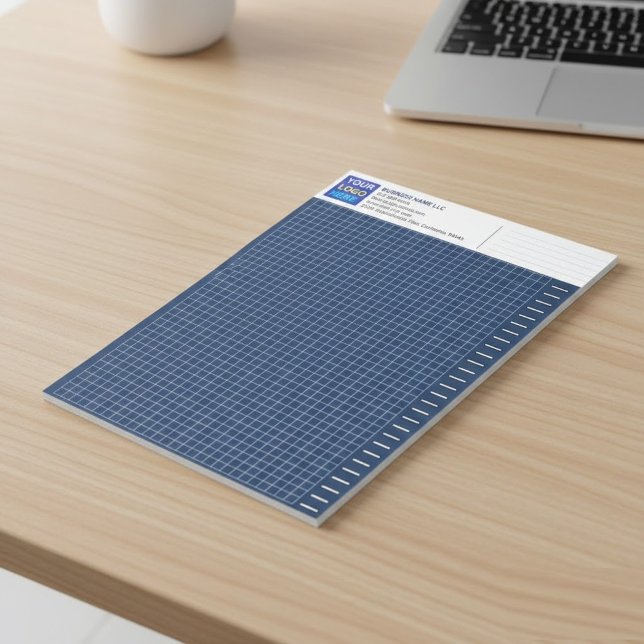 Custom Blueprint Engineering Graph Pad with Logo Anteckningsblock (custom graph paper, engineering pad logo, architectural grid pad)