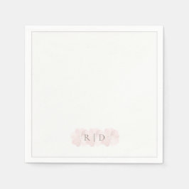 Custom Blush Pink Floral Garden Minimal Wedding  Pappersservett