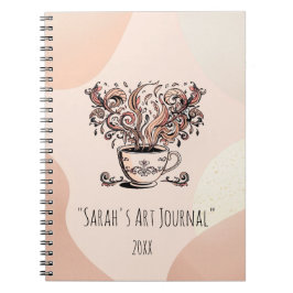 Custom Boho Botanical Coffee Art Spiral Journal Anteckningsbok