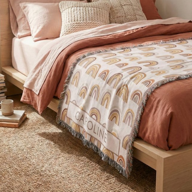 Custom Boho Desert Rainbow Arch Pattern Taupe Filt (Skapare uppladdad)