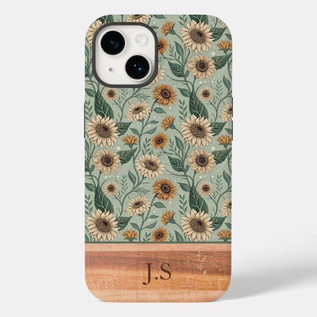 Custom Boho Sunflowers Wood Effect (Baksida)