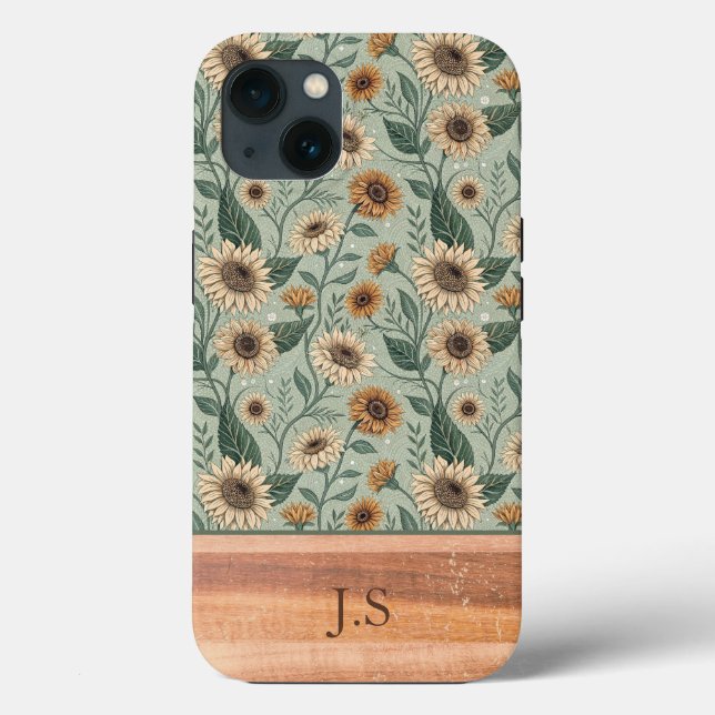 Custom Boho Sunflowers Wood Effect (Baksida)