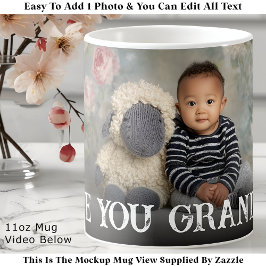 Custom Bold Love You Grandma One Photo Modern Coff Kaffemugg