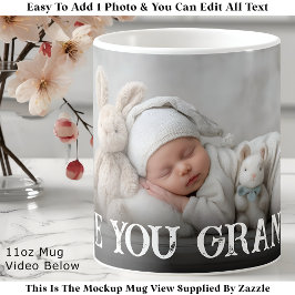 Custom Bold Love You Grandpa One Photo Modern Kaffemugg