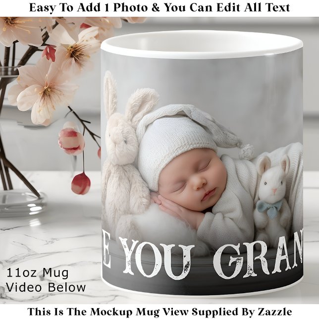 Custom Bold Love You Grandpa One Photo Modern Kaffemugg (Skapare uppladdad)