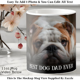 Custom Bold Personalized Dog Dad One Photo Kaffemugg