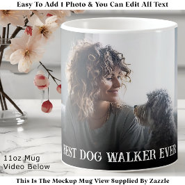 Custom Bold Personalized Dog Walker One Photo  Kaffemugg