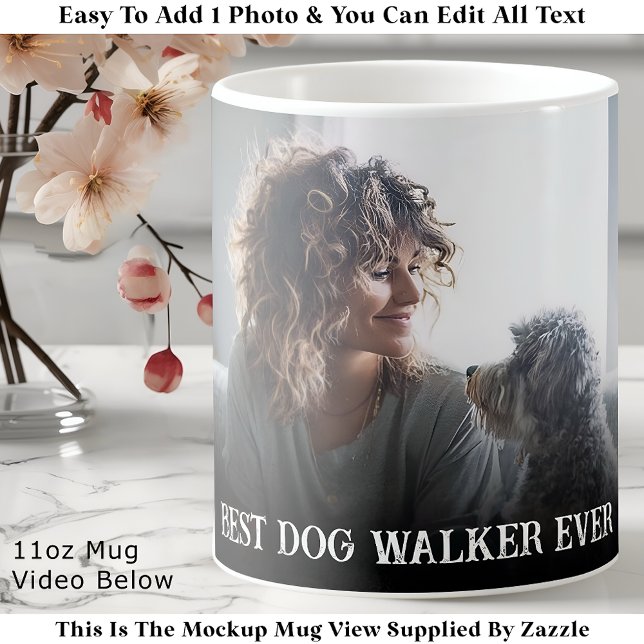 Custom Bold Personalized Dog Walker One Photo  Kaffemugg (Skapare uppladdad)