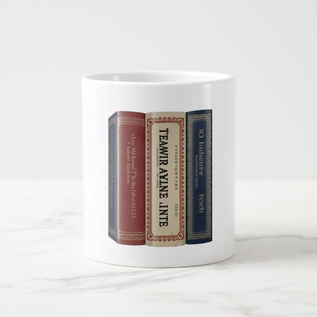 Custom Book Spine Art Personalized Family  Jumbo Mugg (Framsidan)