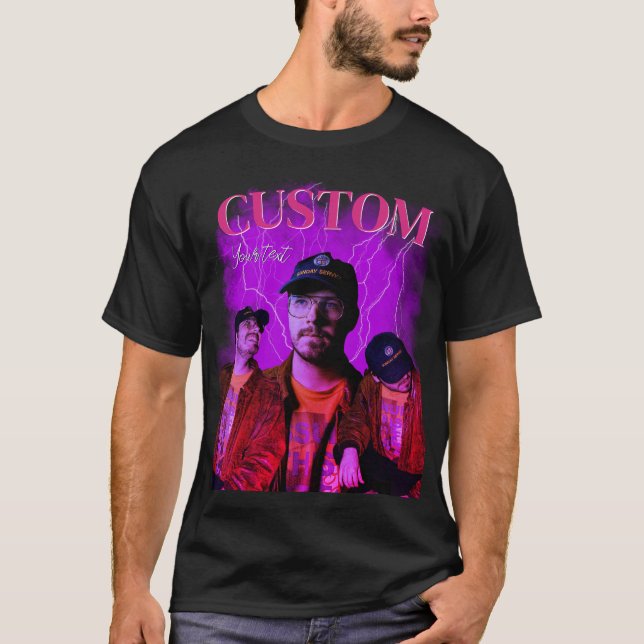 Custom Bootleg 90s Vaporwave Purple T-Shirt (Framsida)