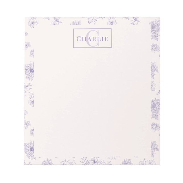 Custom Botanical Monogram Personalized Dog Cat Pet Anteckningsblock (Framsida)