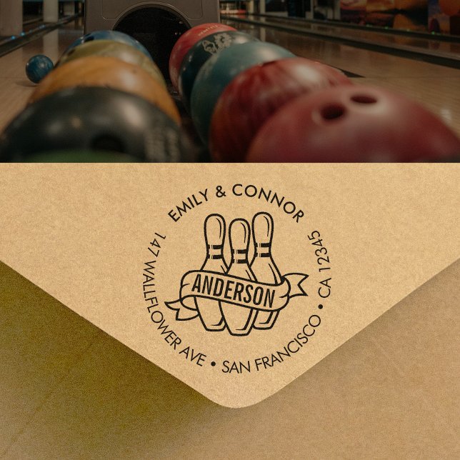 Custom Bowling Family Names Return Address Stämpel (Skapare uppladdad)