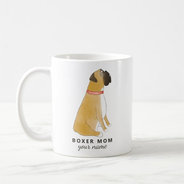 Custom Boxer Mom Mug, Personalized Boxer Dog mug Kaffemugg (Vänster)